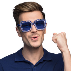 Modré retro okuliare pre ženy s kamienkami